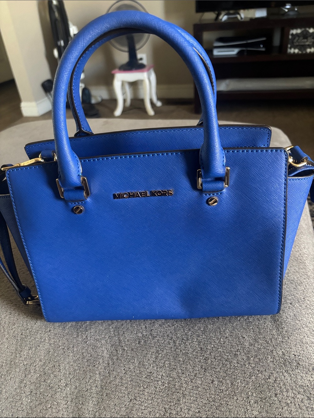 Michael Kors Royal Blue Saffiano Leather Satchel. Smoke free home!!
